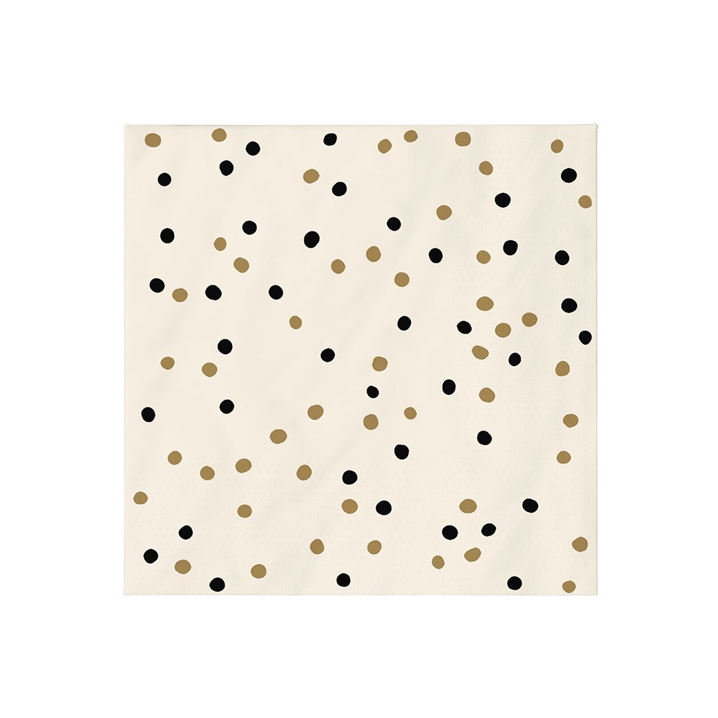 Hallmark  Black and Gold Confetti Dot Cocktail Napkins, Set of 16