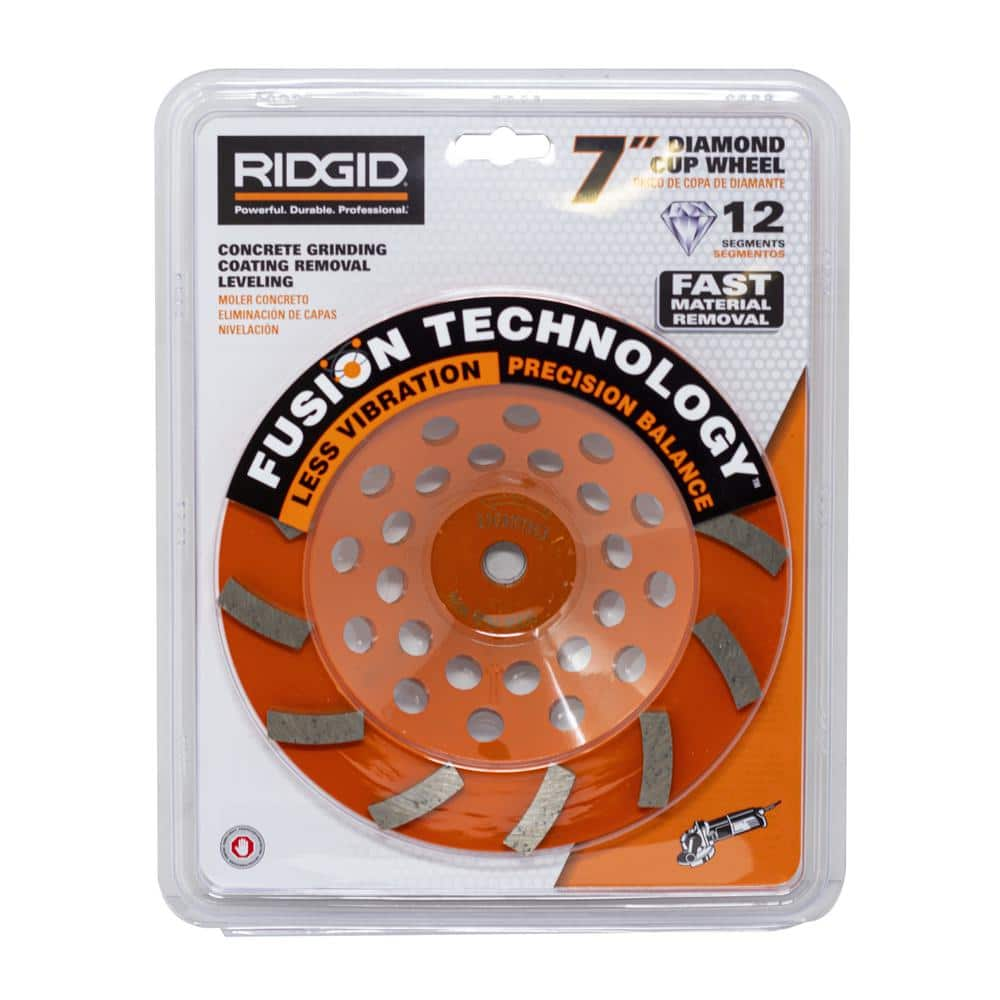 RIDGID 7 in. 12-Segment Turbo Cup Grinding Wheel HD-TAW7012L1