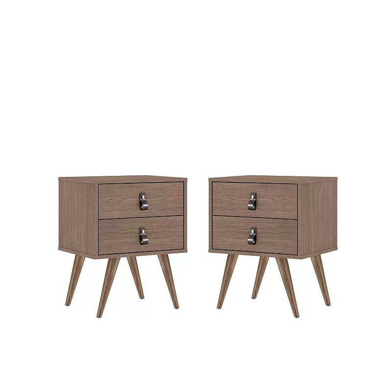 MANHATTAN COMFORT Amber 2-Drawer Nightstand Table 2-piece Set