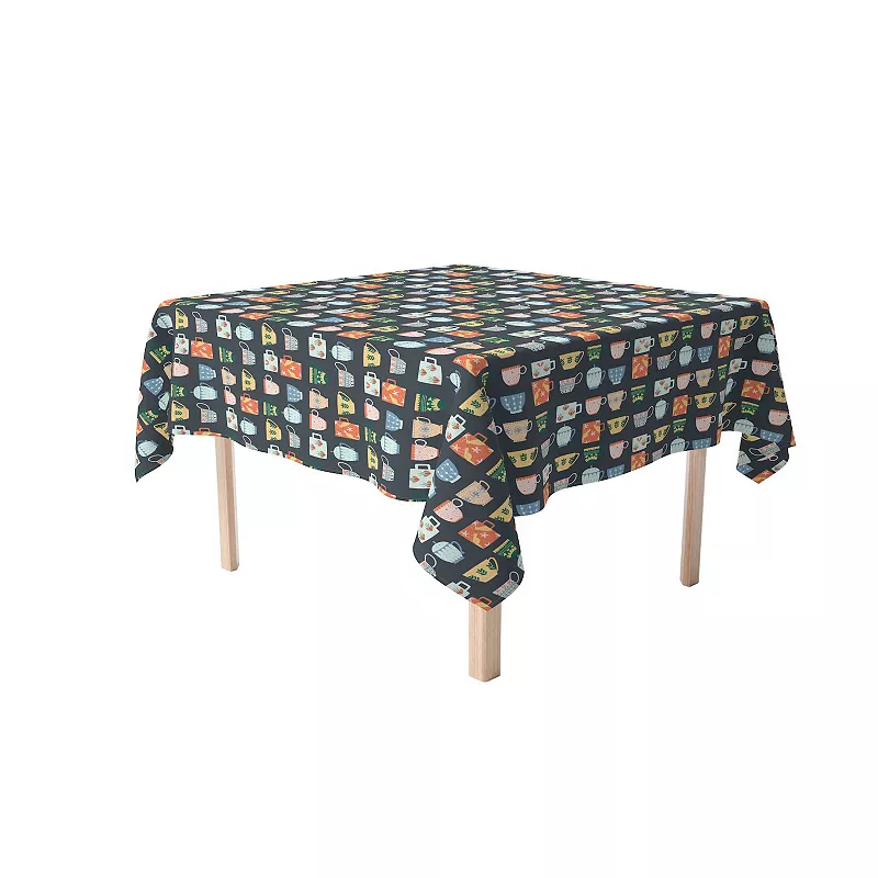 Square Tablecloth， 100% Polyester， 60x60， Decorated Ceramic Mugs