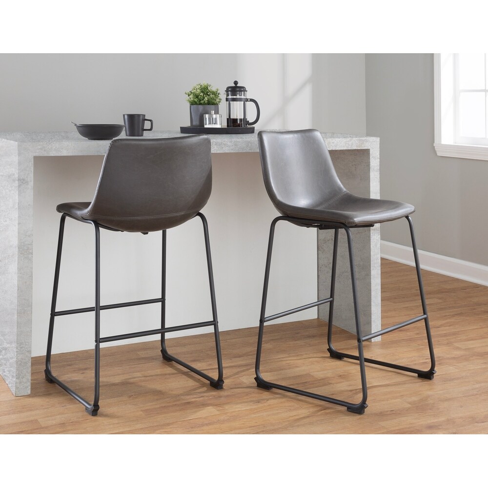 Carbon Loft Richard Faux Leather Counter Stool (Set of 2)