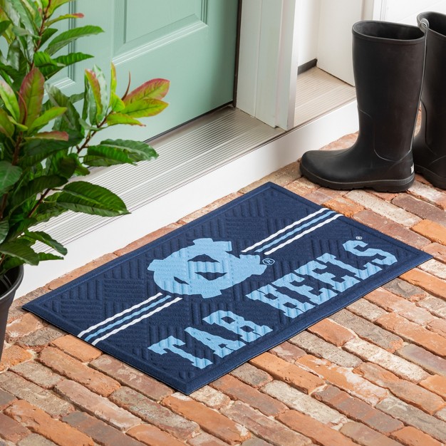 Evergreen Ncaa North Carolina Tar Heels Embossed Mat Cross Hatch Indoor And Outdoor Doormat