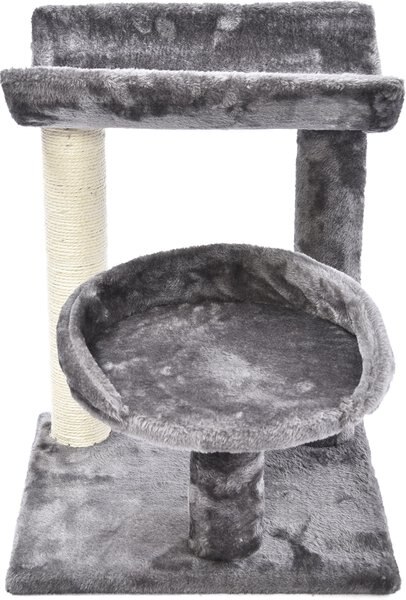 Cat Craft 3 Tier Plush Scratch and Lounge Cat Tree Habitat， Grey， Medium