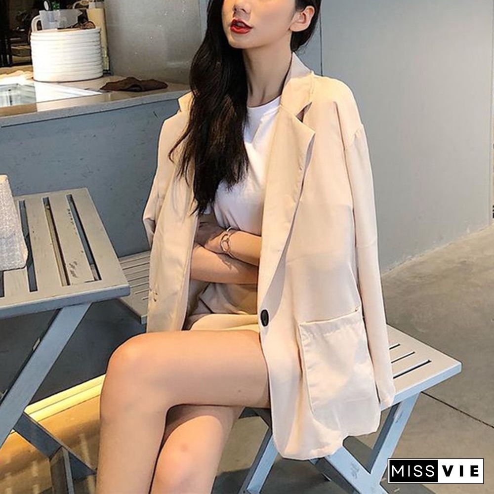 Fashion Women Skirt Suits One Button Notched Spring Blazer Jackets Slim Mini Skirts Two Pieces Ol Sets Female Outfits