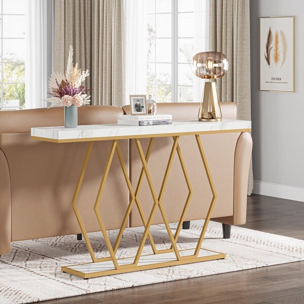 Gold Console Table， Modern Sofa Table for Entryway Living Room