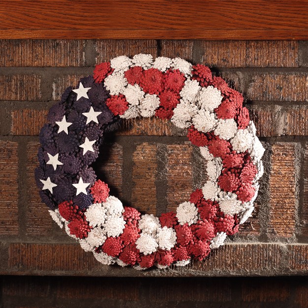 American Flag Themed Pinecone Wreath National Tree Company