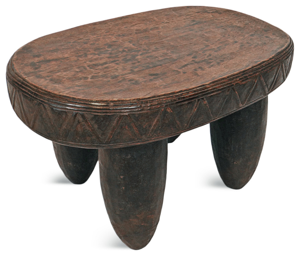 Consigned Vintage Oval Guinea Wood Stool 2   Rustic   Accent And Garden Stools   by Design Mix Furniture  Houzz