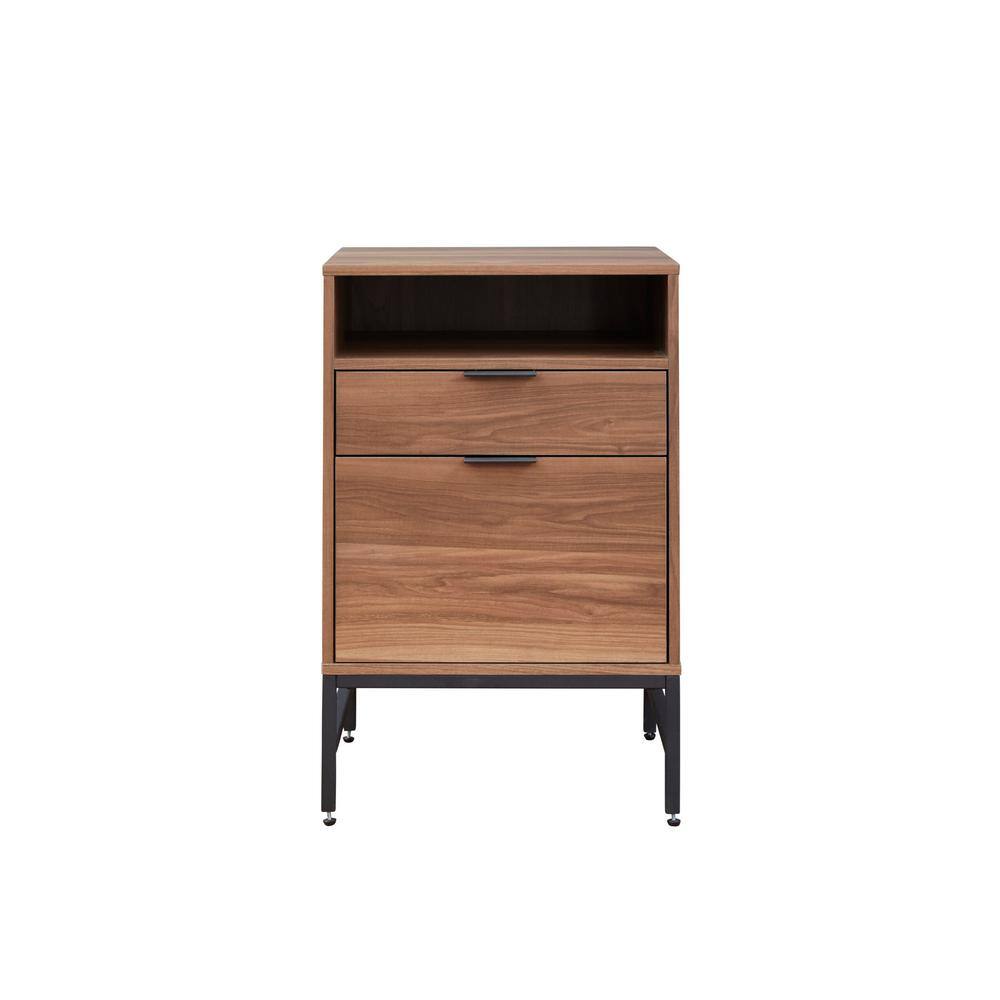 Nyhus Walnut High Pedestal 2-Drawer File Cabinet (20 in. W x 22 in. D x 31 in. H) HD-23886265