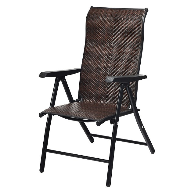 Costway Patio Rattan Folding Chair Recliner Back Adjustable