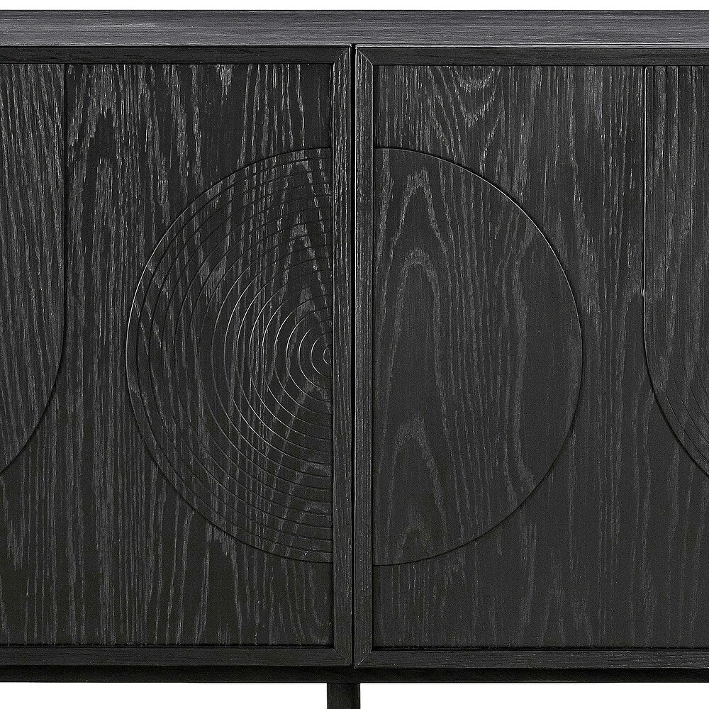 Holland Modern Black Oak 4 Door Sideboard Buffet