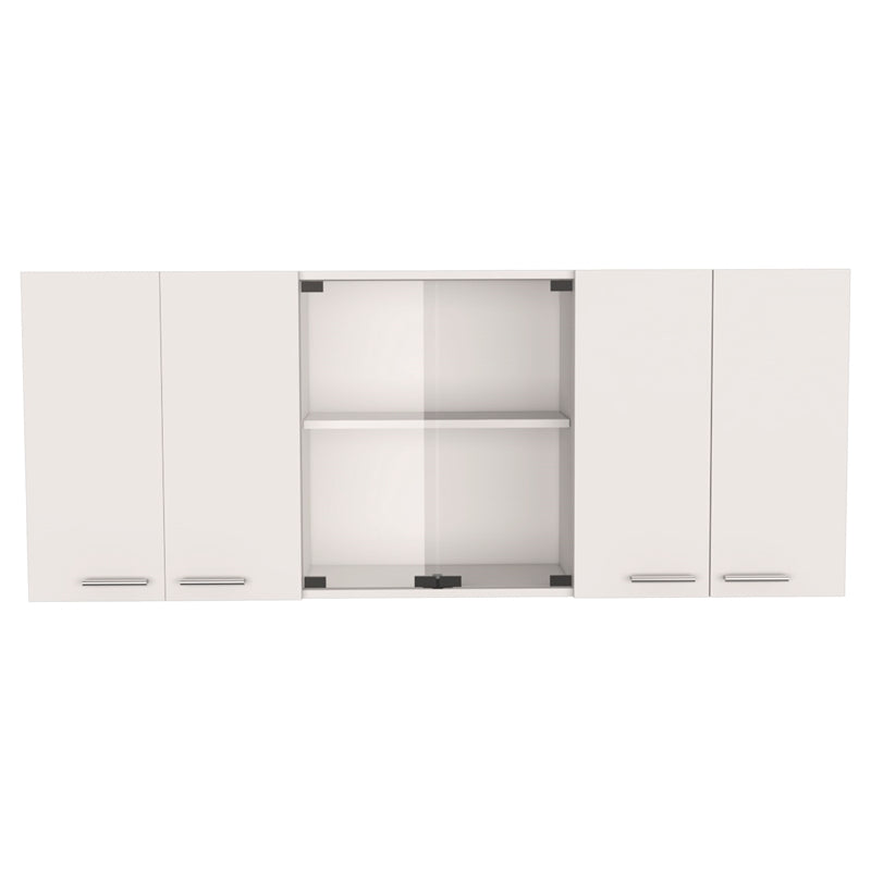 Home Square 2-Piece Set with Wall Cabinet and Kitchen Cart in White