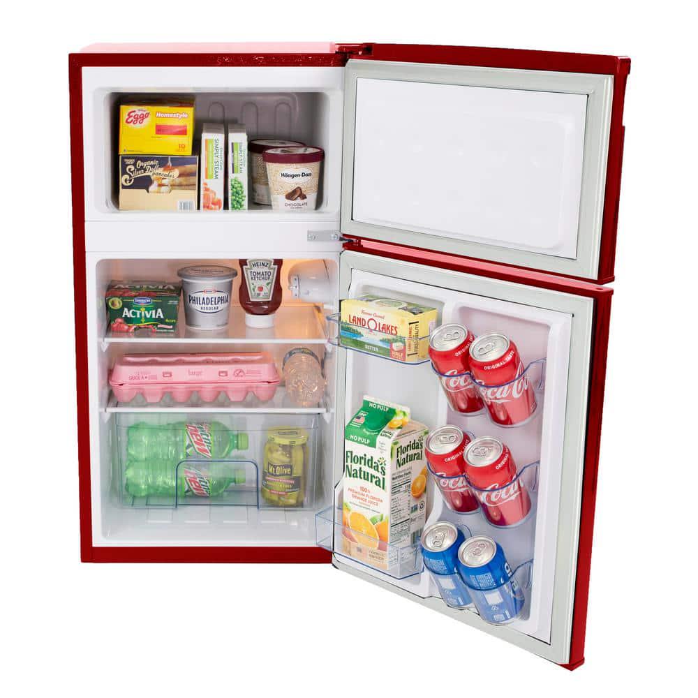 Avanti 30 cu ft Retro 2 Door Mini Fridge in Red with Freezer