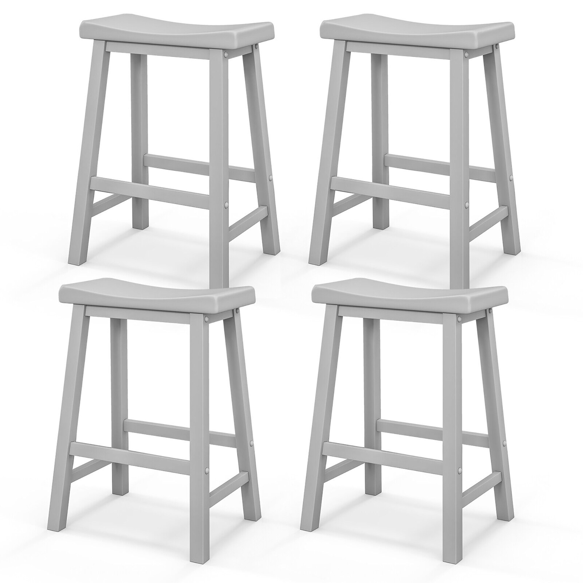 Gymax Set of 4 Saddle Bar Stools Counter Height Dining Chairs w/