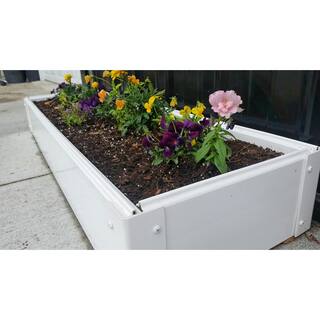Handy Bed 12 in. x 48 in. x 6 in White Vinyl Raised Garden Bed HB-14TGW