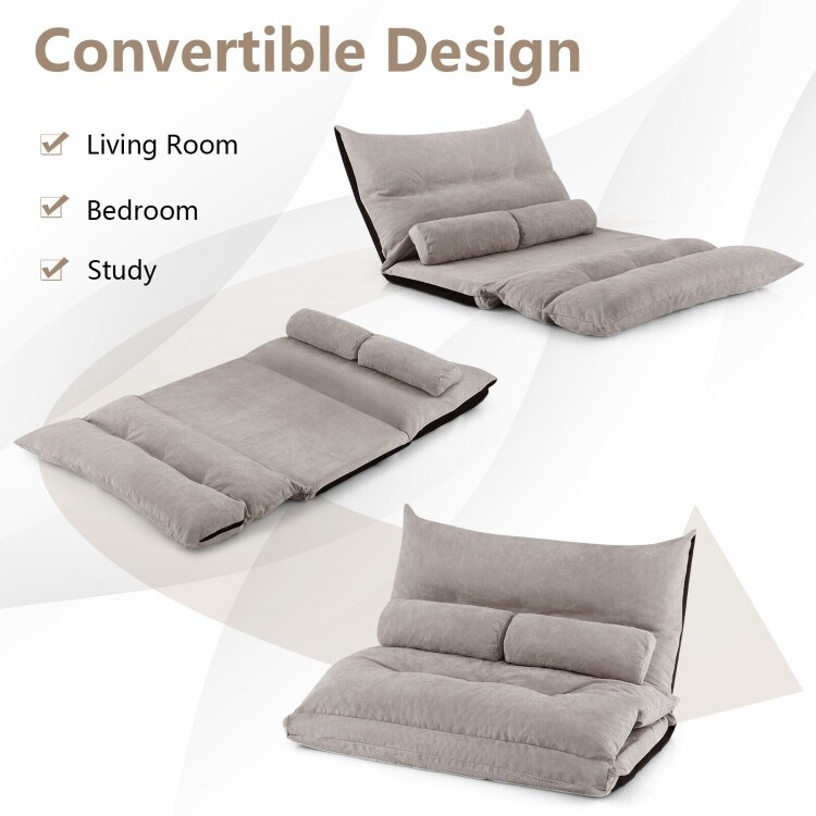 Adjustable Floor Sofa Bed with 2 Lumbar Pillows   71\