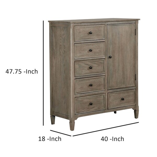 Armoire with 6 Storage Drawers and Turnip Feet， Natural Brown - - 34430925