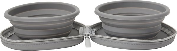 Frisco Travel Collapsible Silicone Dog and Cat Bowl， Gray