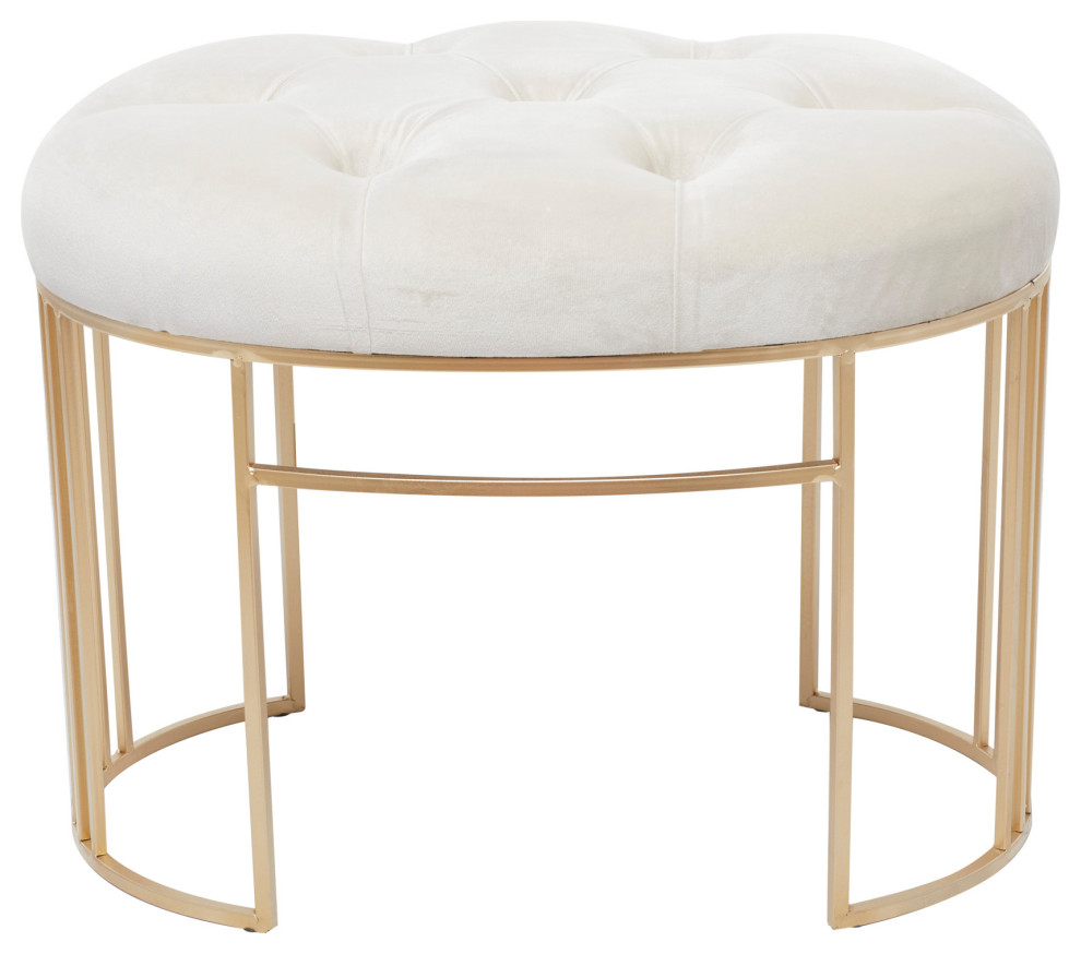 Gold Metal Glam Bench  19 quotx 24 quotx 17 quot560140   Contemporary   Vanity Stools And Benches   by Brimfield  ampMay  Houzz