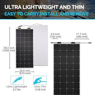 Renogy 175-Watt 12-Volt Extremely Flexible Ultra-Thin and Light Weight Monocrystalline Solar Panel for RVs and Boats RNG-175DB-H