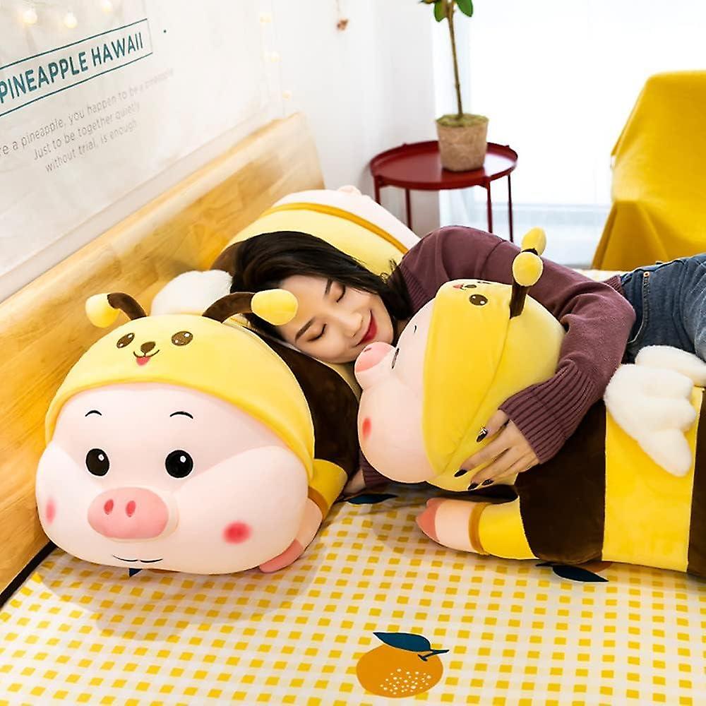 Bee Plush Toy， Soft And Cuddly Piggy Plush Toy Soft Pig Stuffed Animal Plush Body Pillow - Suitable For Children Girl Boy Gift (60cm/23.6inch)