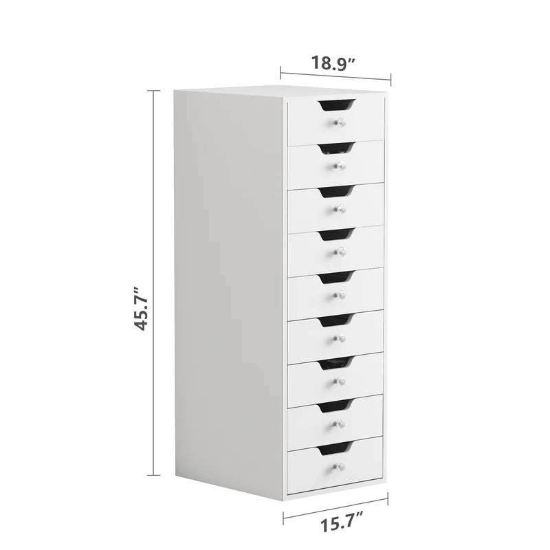 9-Drawer Makeup Vanity Storage Unit with Lights   VNT-9DrawerC-WHT