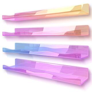 15.7 in. W x 4.3 in. D Iridescent Acrylic Wall Mounted Floating Shelf Decorative Wall Shelf 4-Pack PU1Q9M