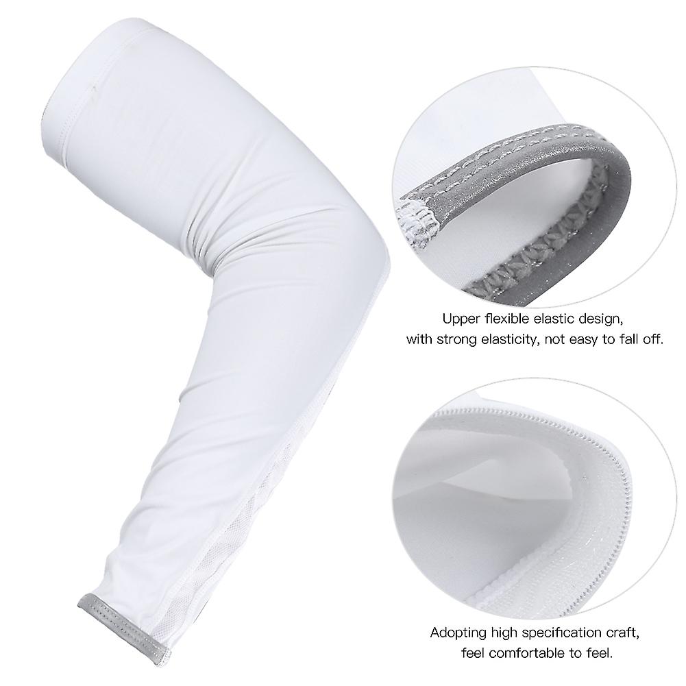 1 Pairs Arm Sleeves For Sun Protection， Reflective Strap Arm Sleeves Cooling Sports Half Finger Sleeves For Cycling， Sports， Run， Basketball[l-white]