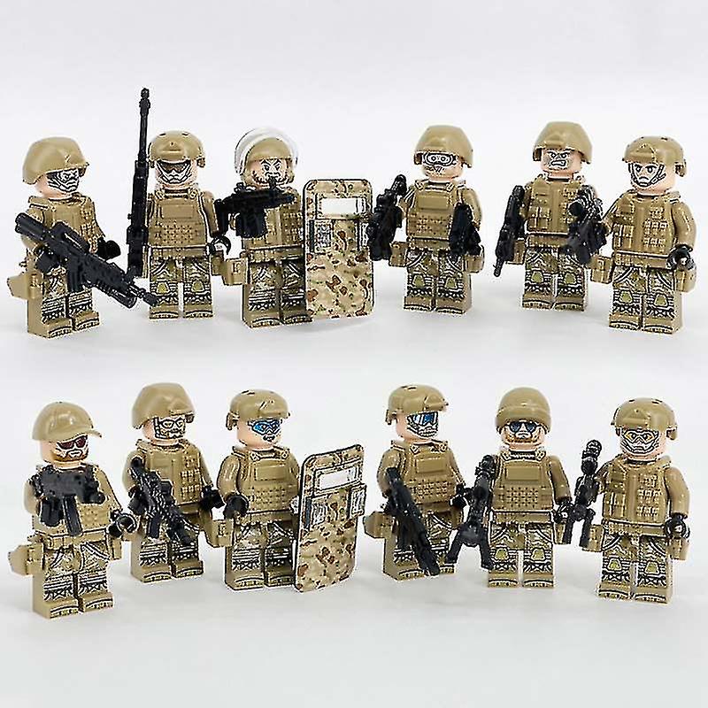 12pcs Figures Set， Forces Figures， Mini Soldiers Base Toys With