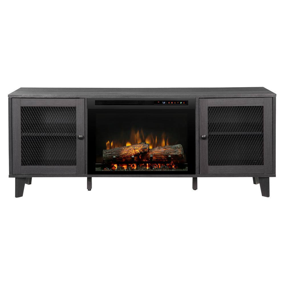 Dimplex Dean 65 in. Media Console in Wrought Iron with a 26 in. Electric Fireplace with Logs GDS26L8-1909WI