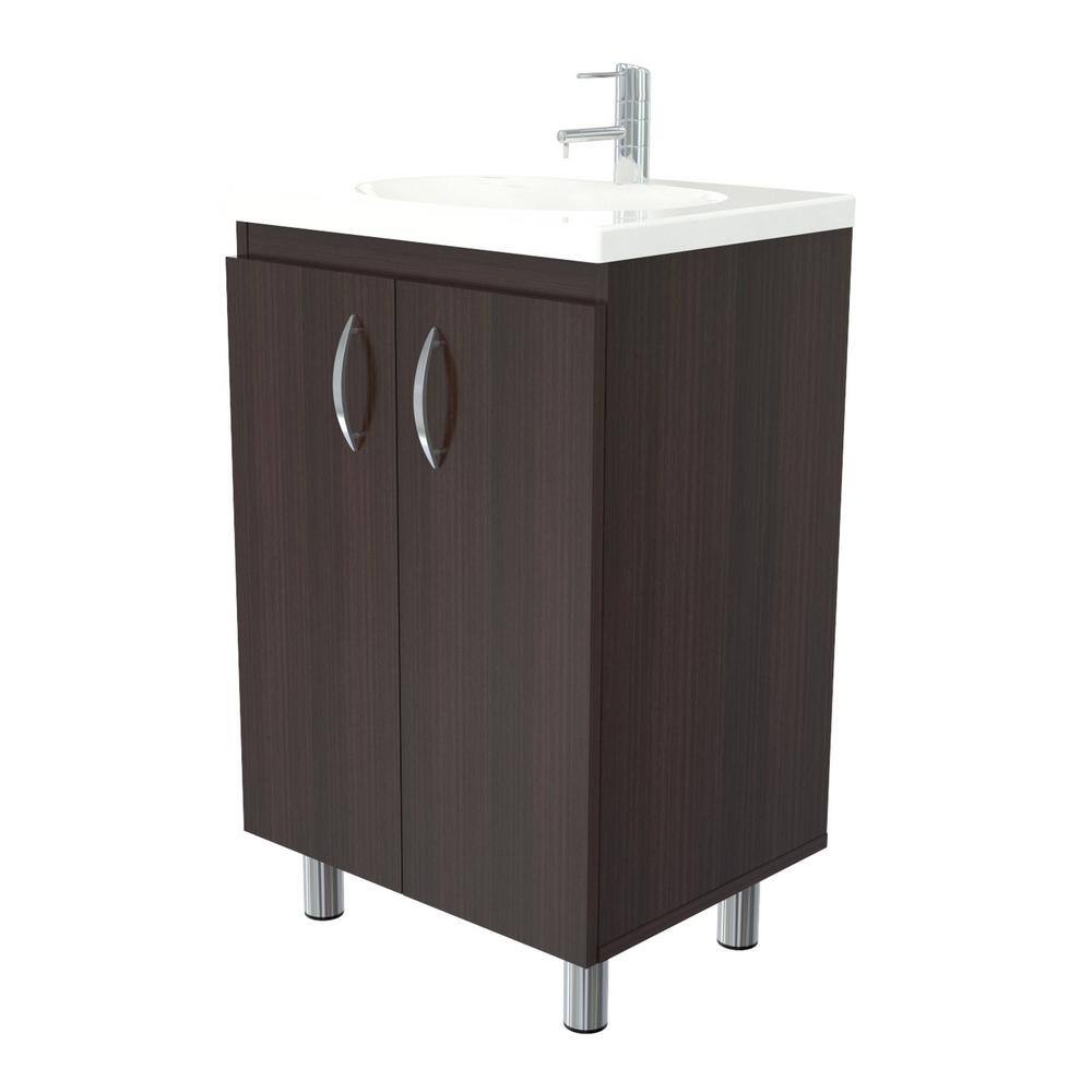 Inval 18.89 in. W x 14.96 in. D Bathroom Vanity in Espresso-Wengue with White Vanity Top and White Basin GBP-028