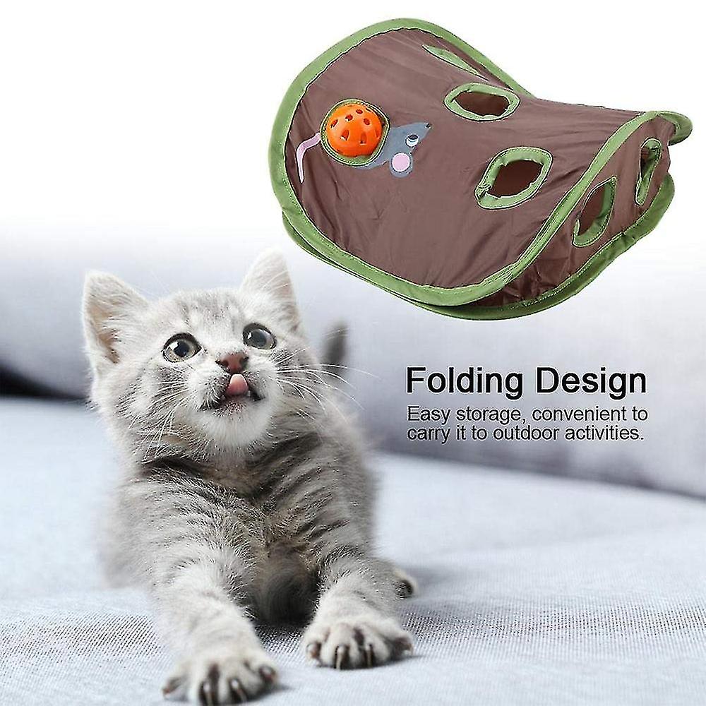 Cat Toy 9 Mouse Holes Pet Cat Interactive Toy Intelligence Training With Bell Ball Folding Creative Vocal Cat Mice Toy Hide Seek Toys