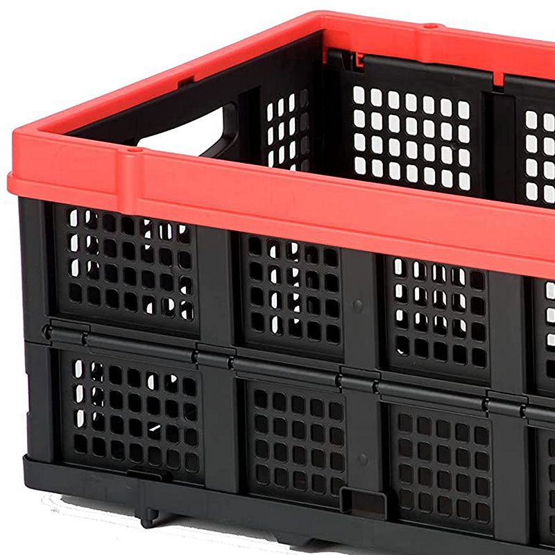 Magna Cart Tote 22 x 16 x 11 Collapsible Plastic Storage Crate， Black and Red