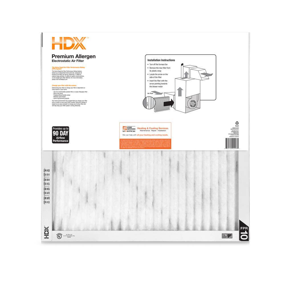 HDX 12 in. x 12 in. x 1 in. Premium Pleated Air Filter FPR 10 HDX1P10-011212