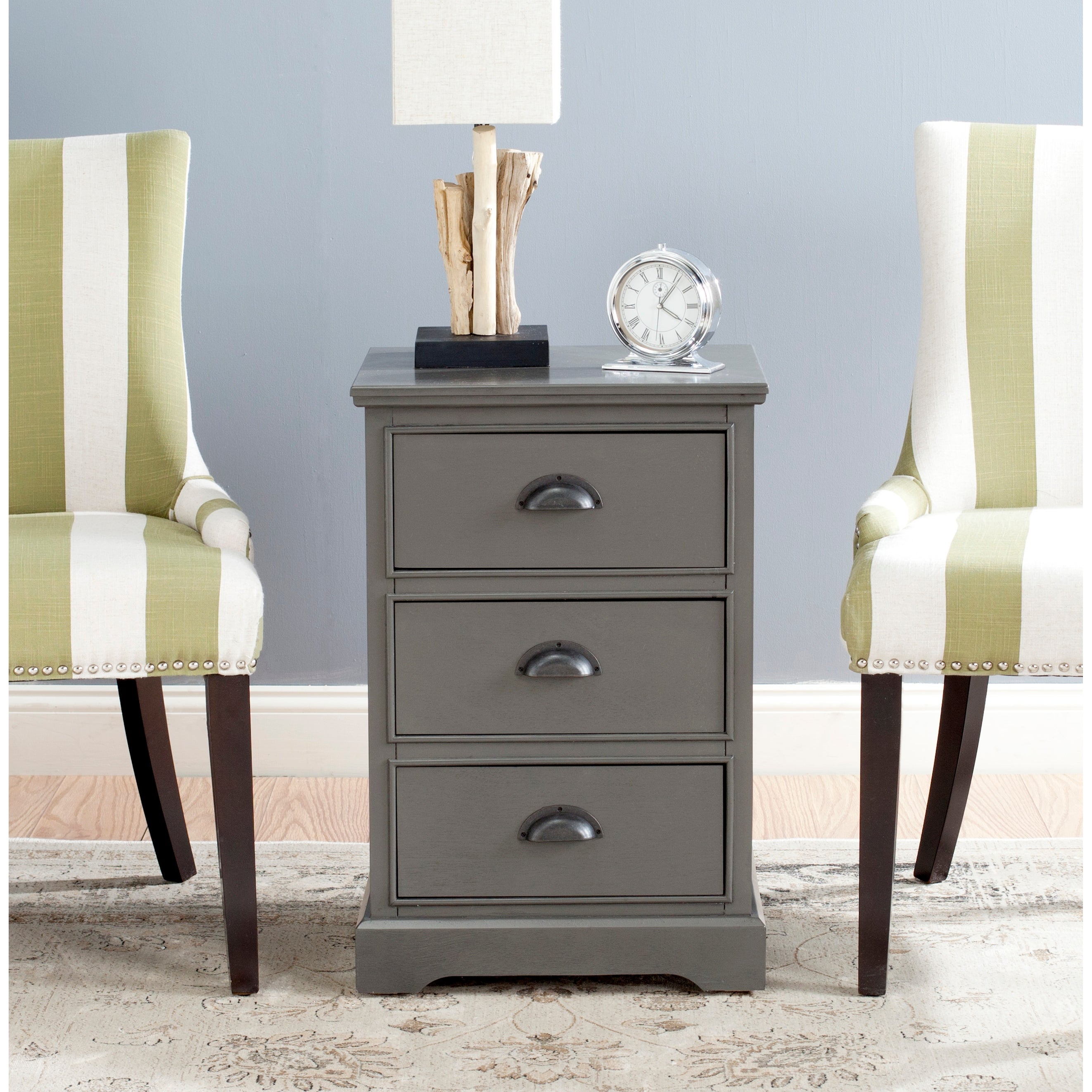 SAFAVIEH Griffin Grey 3-Drawer Storage Side Table - 17.7