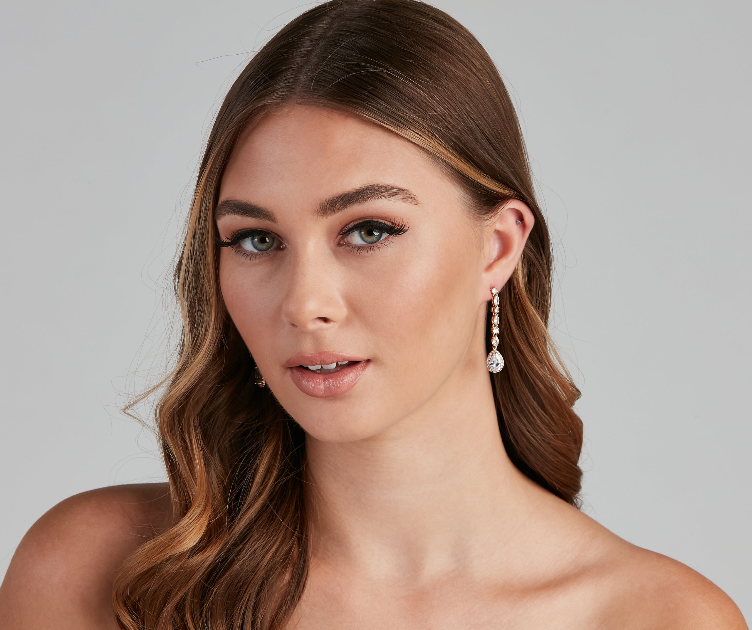 So Luxe Rhinestone Linear Teardrop Earrings