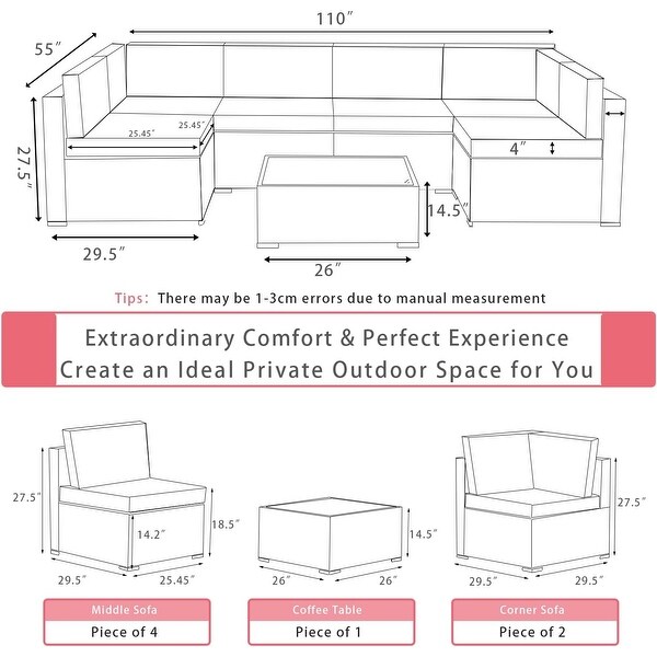 Kullavik 7Piece Rattan Patio Furniture Set Sofa