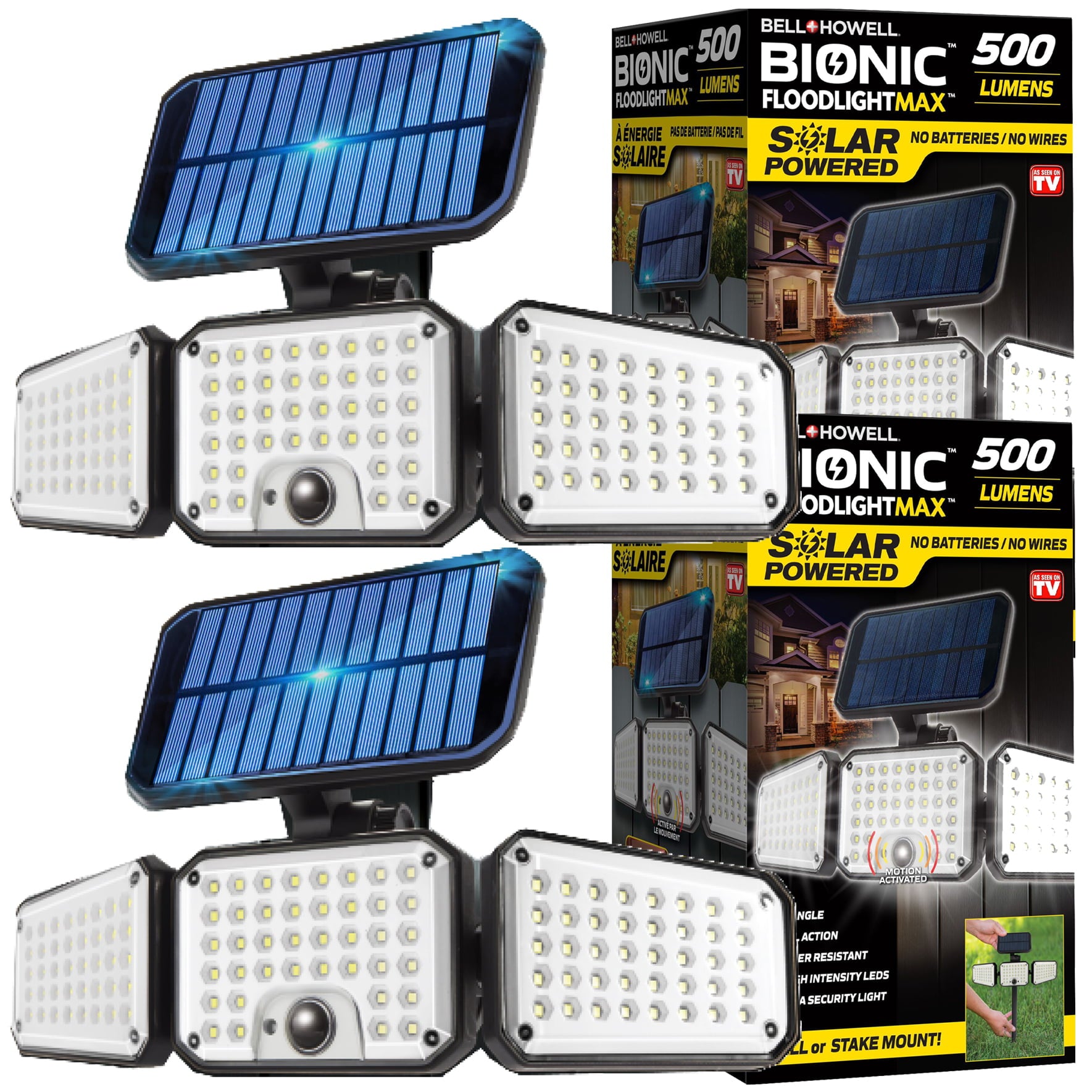 Bionic Floodlight Max Solar Floodlight Motion activated Solar Light 2 Packs