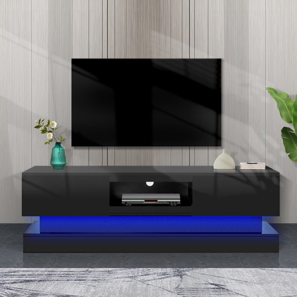 Morden TV Stand with LED Lights  High Glossy Front TV Cabinet