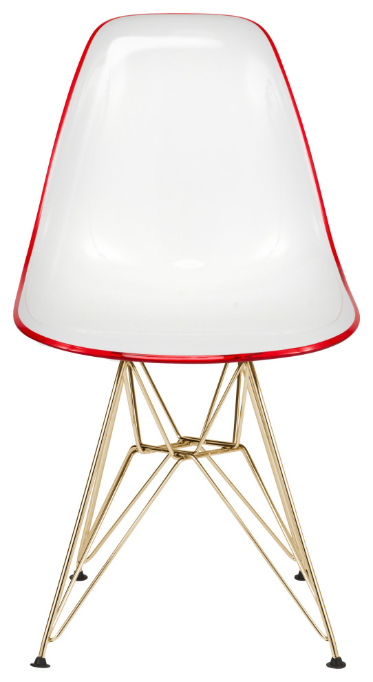 Cresco Molded 2 Tone Eiffel Side Chair  Gold Base  Set of 4  White Red  CR19WRG4   Midcentury   Dining Chairs   by GwG Outlet  Houzz