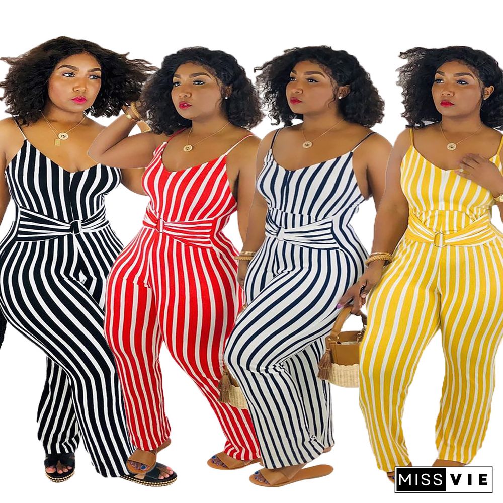 Trendy Striped Suspender Jumpsuit