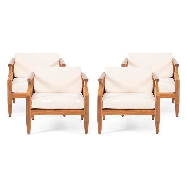 Aston Outdoor Midcentury Modern Acacia Wood Club Chair (Set of 4) by Christopher Knight Home