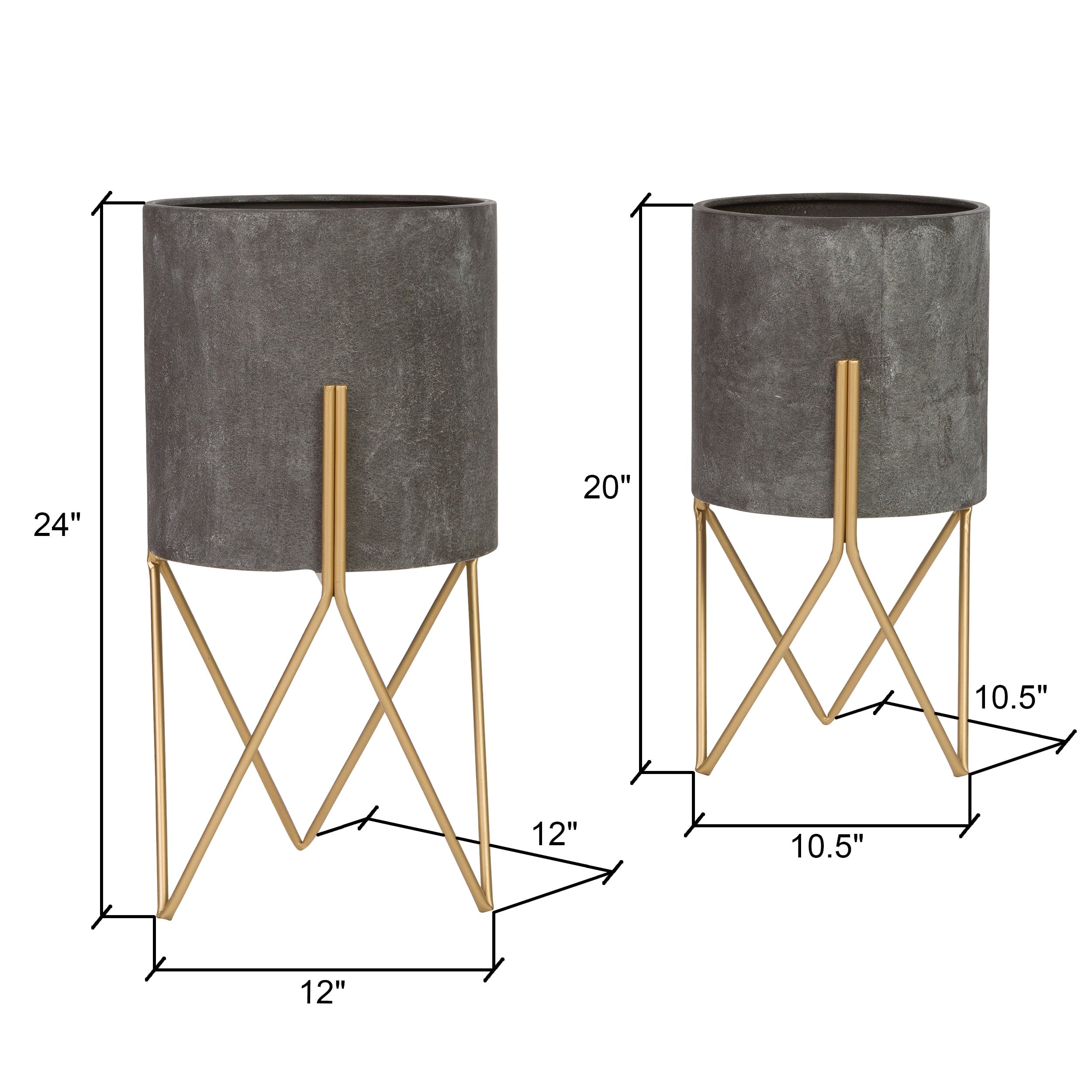 Jarvis Mid Century Modern Metal Planters (Set of 2)