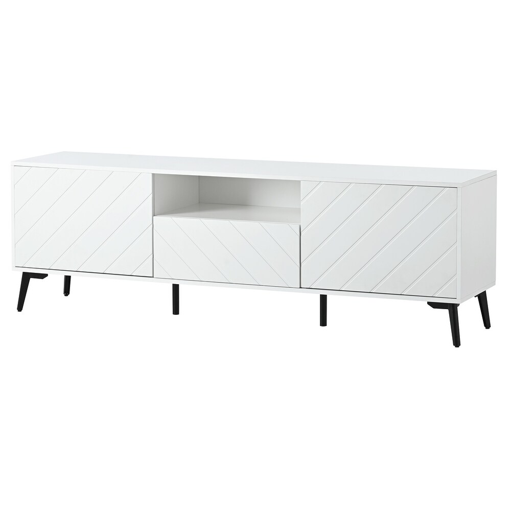 White Modern TV Stand Living Room Media Cabinets for TV Up to 70\