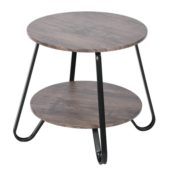 Small Round End Table with Storage