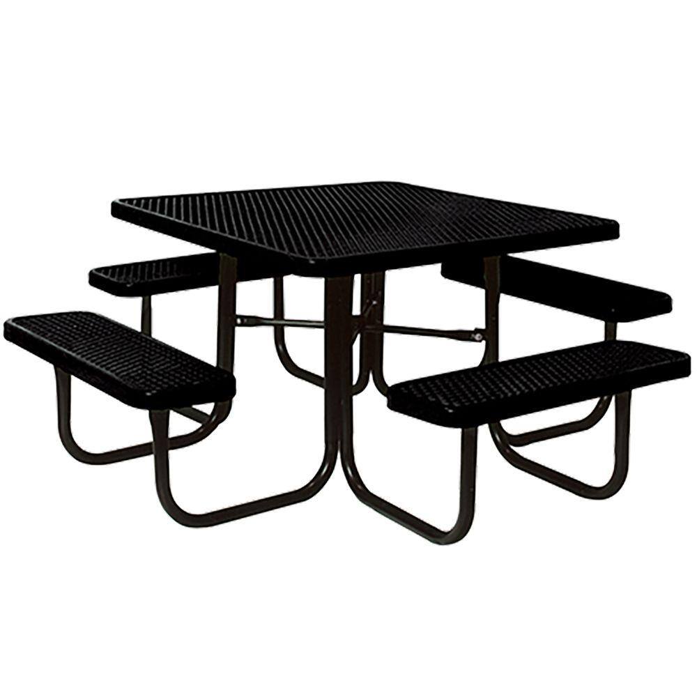 Portable Black Diamond Commercial Park Square Picnic Table LC5251-BLACK