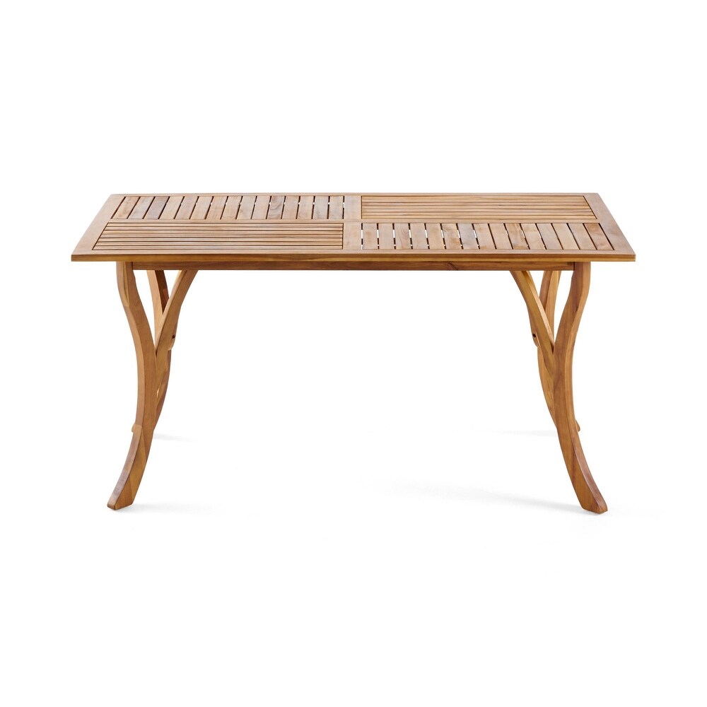 Wooden rectangular dining table with teak veneer