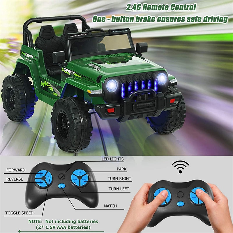 Kids Ride on Jeep Truck 12V Battery Powered Electric Riding Toy Car with 2.4G Remote Control