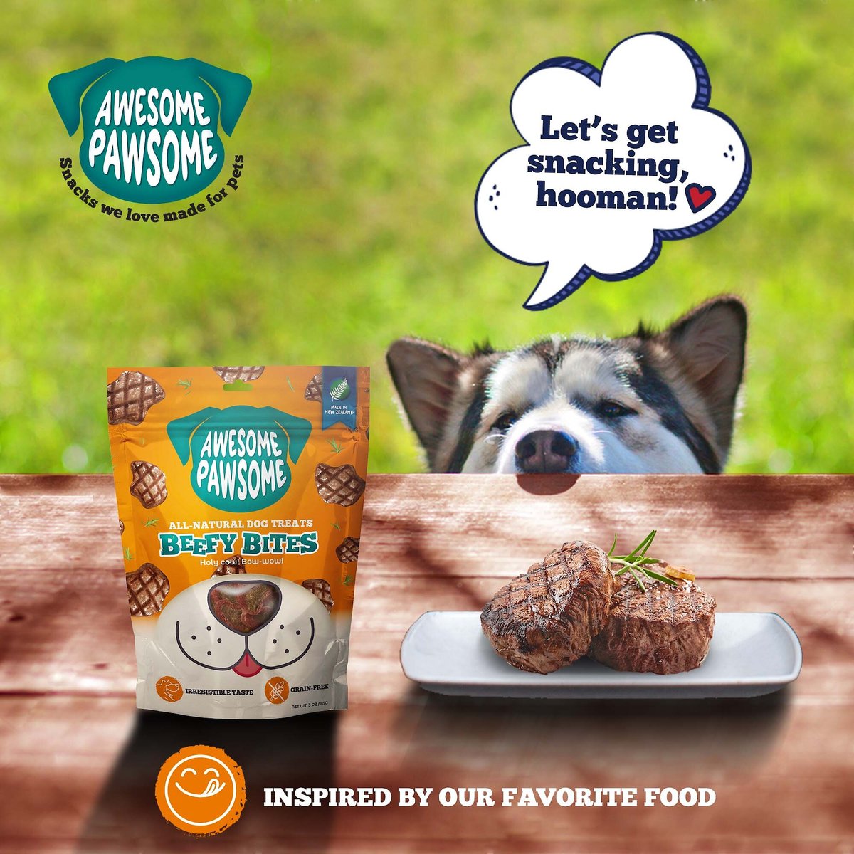 Awesome Pawsome Beefy Bites Dog Treats， 3-oz bag