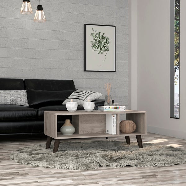 Cincinnati Z Coffee Table with 2 Open Shelves and 4 Legs