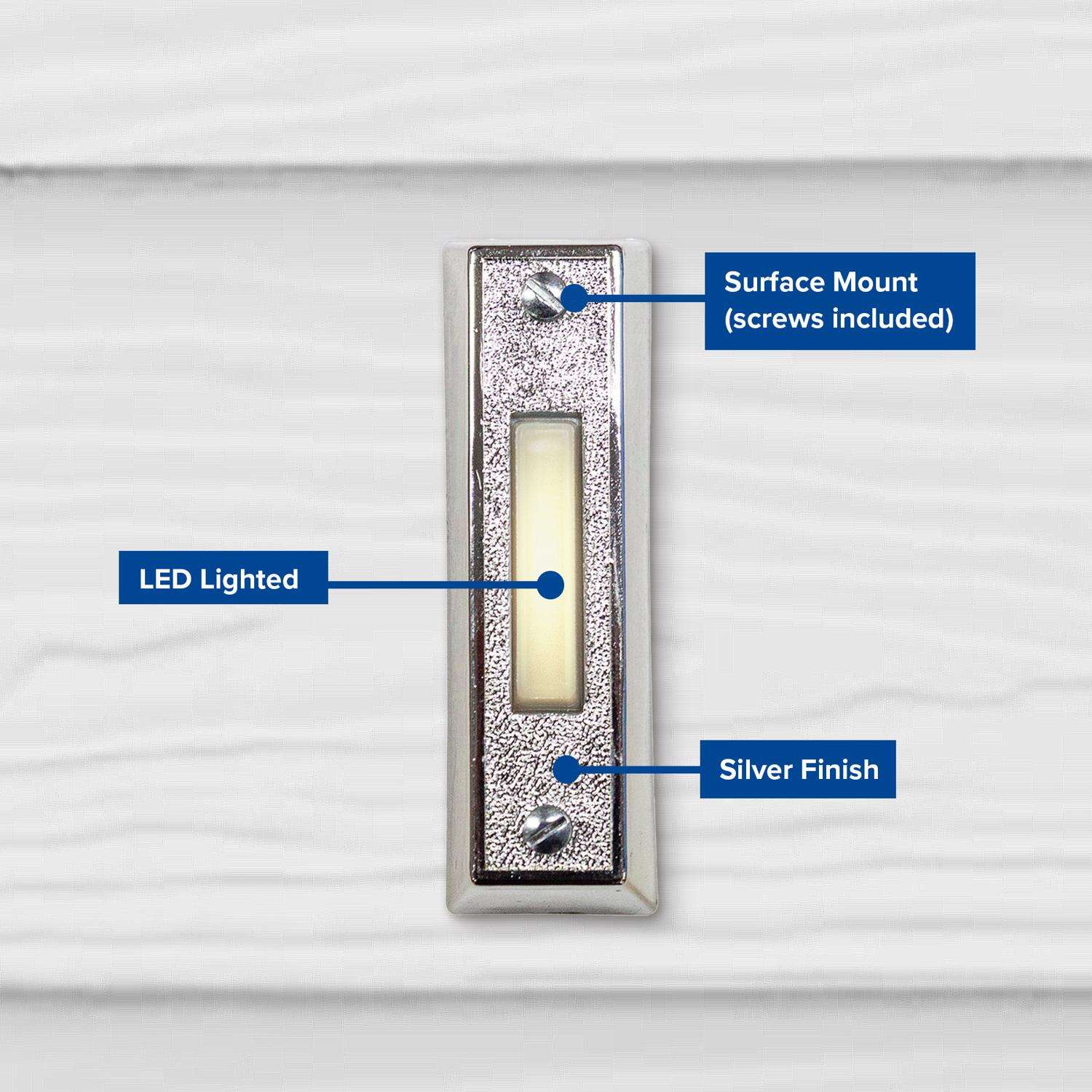 Heath Zenith Silver Plastic Wired Pushbutton Doorbell